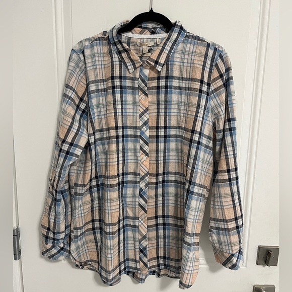 NWT - Barbour Women’s Linen Blended Seaglow Plaid Shirt - US 10/L - Picture 1 of 12